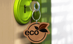 Eco key in door lock.
