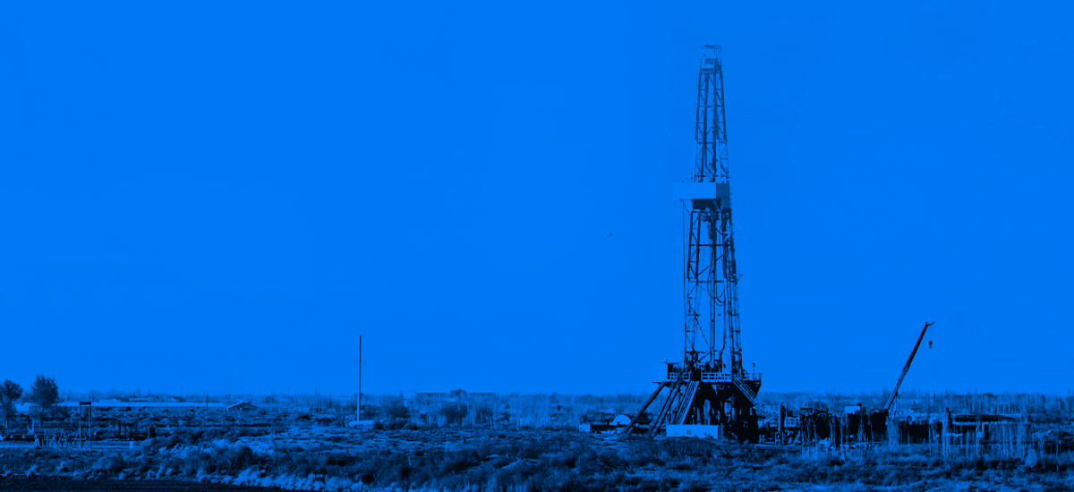 Oilfield with blue background.