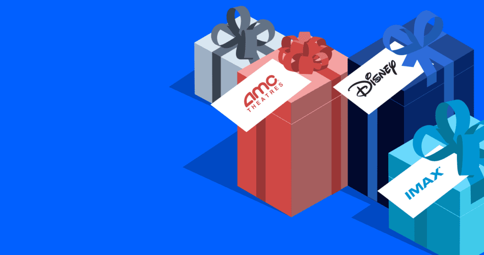 4 gifts with tags from AMC, Disney and IMAX.
