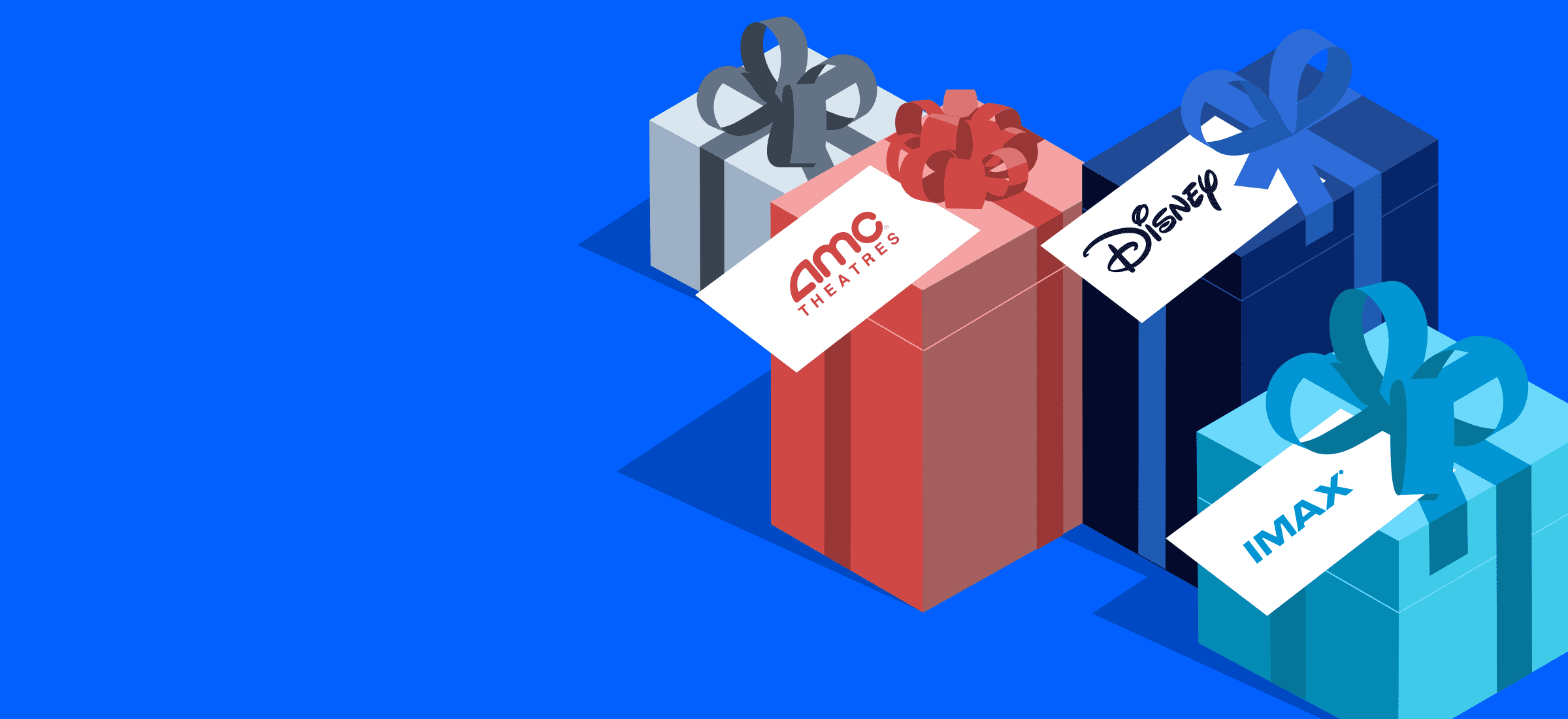 4 gifts with tags from AMC, Disney and IMAX.