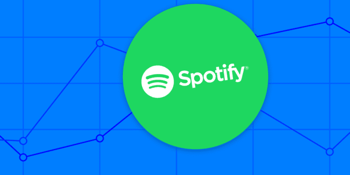 Spotify icon with blue background.