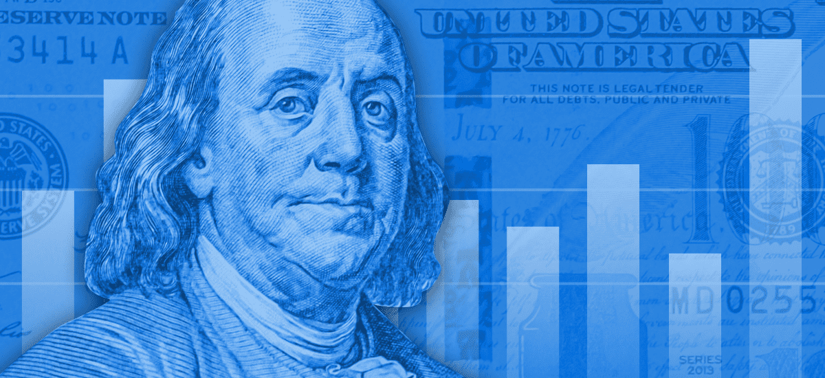 George Washington blue dollar.