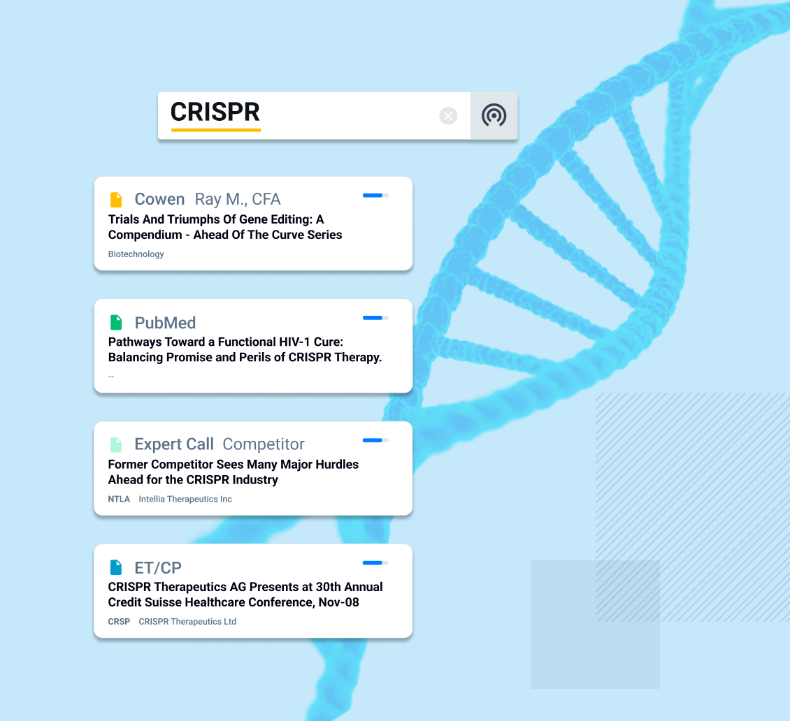 Pharma AlphaSense Search Results for CRISPR
