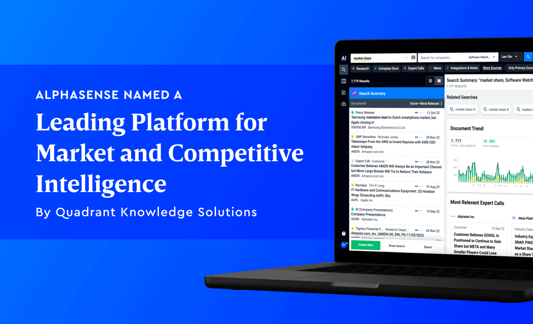 AlphaSense named a leading vendor in market and competitive intelligence